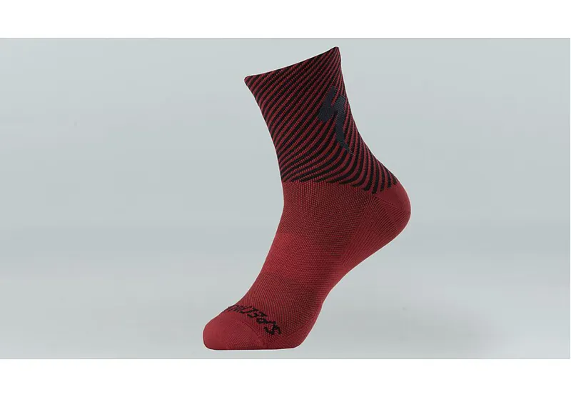 Specialized Soft Air Road Mid Socks in Crimson/Black Stripe