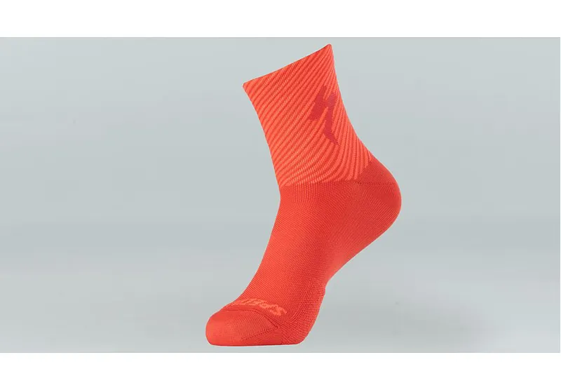 Specialized Soft Air Road Mid Socks in Flo Red/Red Stripe