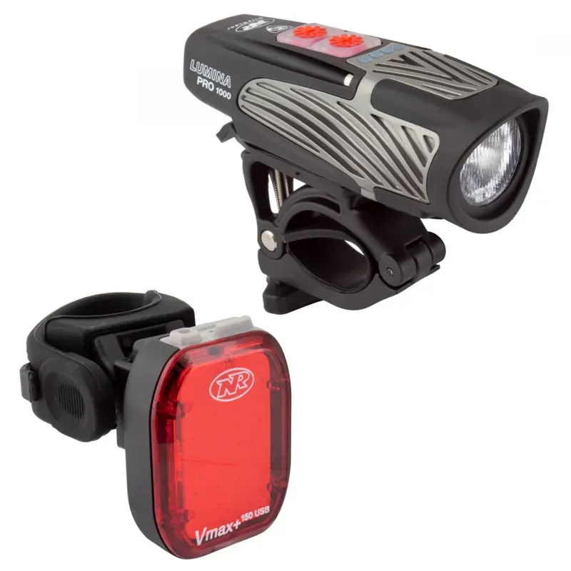 Niterider Lumina Pro 1000 and Vmax 150 Bike Light Set Combo in Black