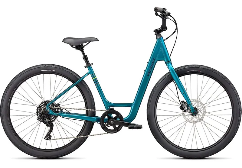 Specialized Roll 3.0 Low Entry Hybrid Bike in Teal Tint Hyper Green Black Reflective