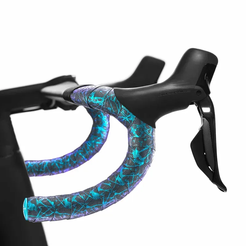 Supacaz Super Sticky Kush Splat Bar Tape and Plugs in Blue-3